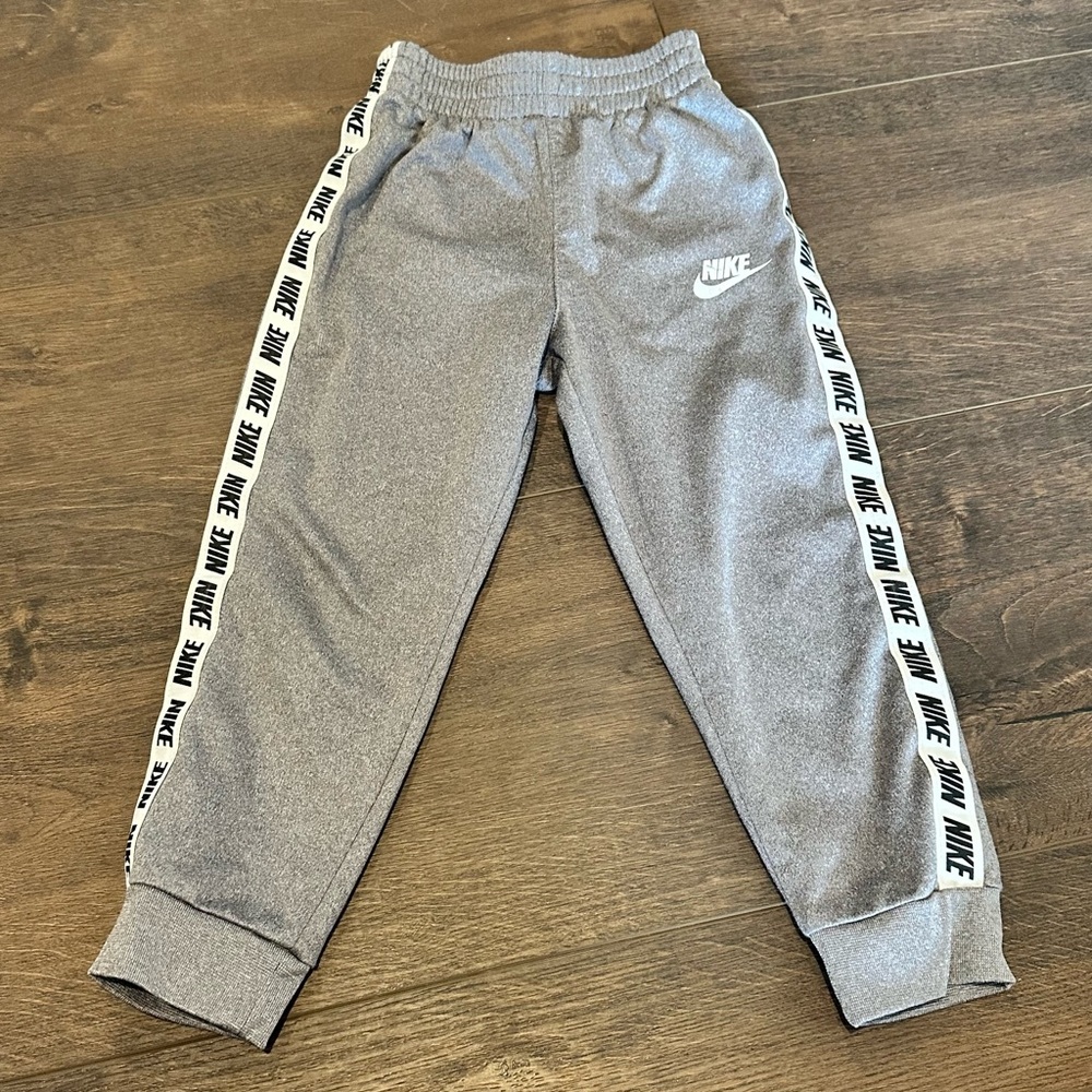 Nike Kids Gray Sweatpants with Logo Stripes